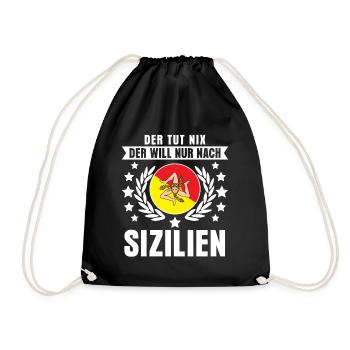 Sizilien Spruch - Sicilia - Turnbeutel - Schwarz - Vorne