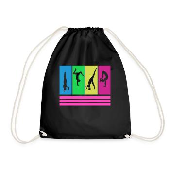 Handstand Gymnastics Retro - Drawstring Bag - black - Front