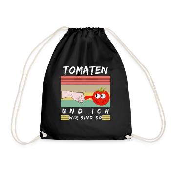 Tomaten und Ich Tomate Spruch - Turnbeutel - Schwarz - Vorne