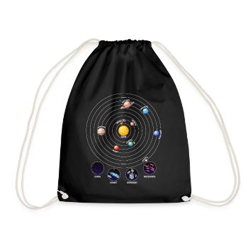 Solar system, planets, universe, astrology - Drawstring Bag - black - Front