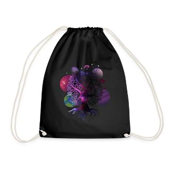 Tree of Life Galaxy, Planets, Solar System, - Drawstring Bag - black - Front