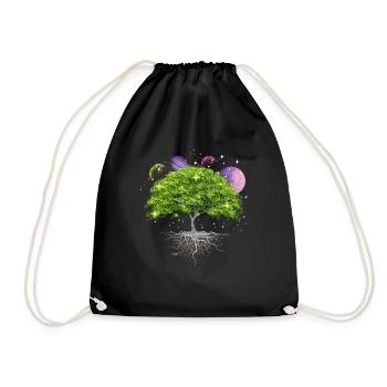 Tree of Life Galaxy, Planets, Solar System, - Drawstring Bag - black - Front