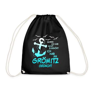 Grömitz Spruch mit Anker - Turnbeutel - Schwarz - Vorne