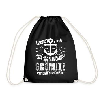 Grömitz Spruch Witz - Turnbeutel - Schwarz - Vorne