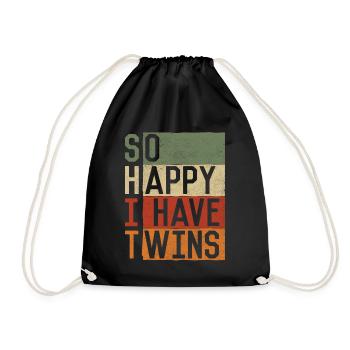 So happy that I have twins, - Drawstring Bag - black - Front
