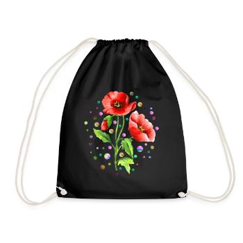 Flowers - Drawstring Bag - black - Front
