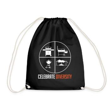 Celebrate Variety, Grill, Grill, Grill - Drawstring Bag - black - Front