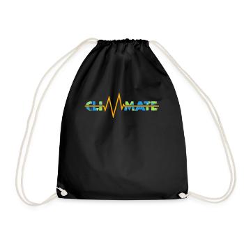 Climate Heartbeat, Earth Day, Clean Energy - Drawstring Bag - black - Front
