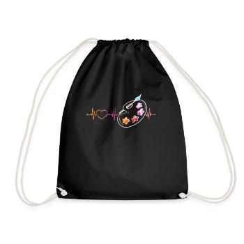 Paint palette brush artist painter gift - Drawstring Bag - black - Front