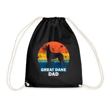 Great Dane Dad Dogge Silhouette Retro Kreis Grunge - Turnbeutel - Schwarz - Vorne