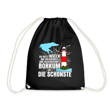 Borkum Insel Spruch - Turnbeutel - Schwarz - Vorne