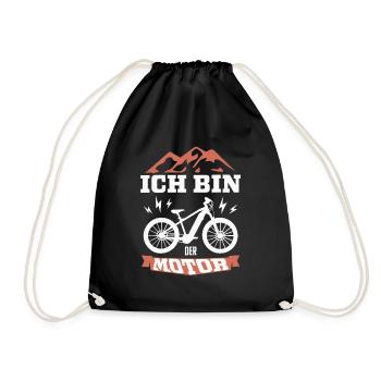 Ich bin der Motor, Radfahrer - Turnbeutel - Schwarz - Vorne