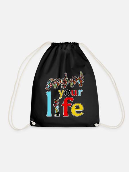 Color your life - mit Gebärdensprache - Turnbeutel - Schwarz