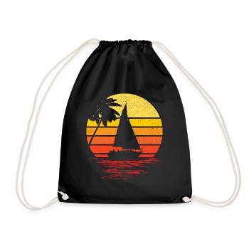 sailboat and sunset - water sport - Drawstring Bag - black - Front