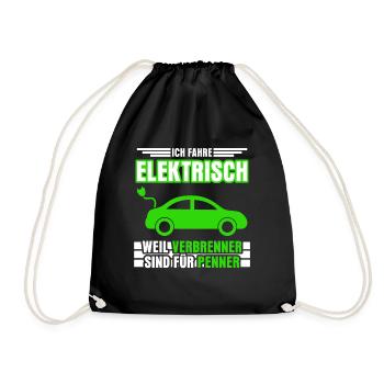 Elektroauto E-Mobilität E-Auto EAuto - Turnbeutel - Schwarz - Vorne