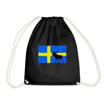 Elch Schweden Flagge - Turnbeutel - Schwarz - Vorne