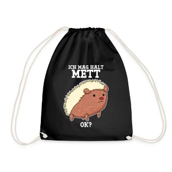 Mettigel Hackfleisch Ich mag Mett - Turnbeutel - Schwarz - Vorne