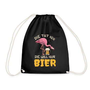 Die tut nix die will nur Bier Saufen Party Mädels - Turnbeutel - Schwarz - Vorne