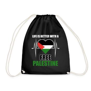 Palestine Flag Free Palestine - Drawstring Bag - black - Front