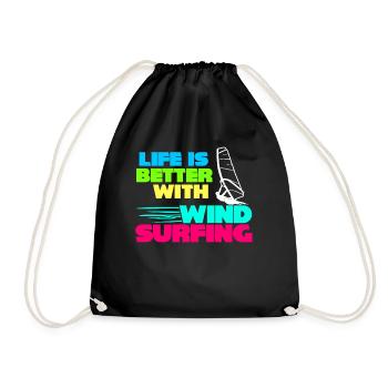 Windsurfing Surfer Windsurfen Windsurfer - Turnbeutel - Schwarz - Vorne