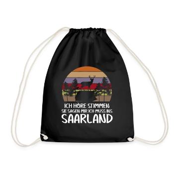 Saarländer Ich höre Stimmen Saarland - Turnbeutel - Schwarz - Vorne