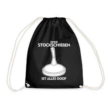Eisstock Stockschießen Spruch Stocksport - Turnbeutel - Schwarz - Vorne