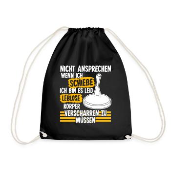Eisstock Stockschießen Witz Stocksport - Turnbeutel - Schwarz - Vorne