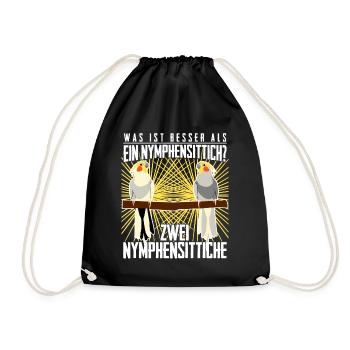 Nymphensittich Zwei Nymphensittiche - Turnbeutel - Schwarz - Vorne