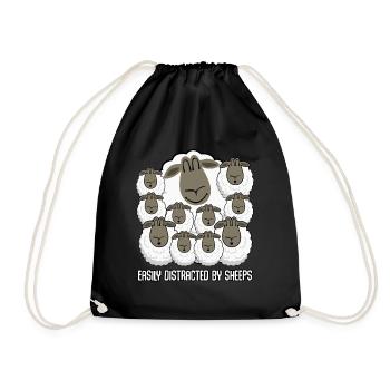 Sheep Easily distracted by Sheeps Sheep - Drawstring Bag - black - Front
