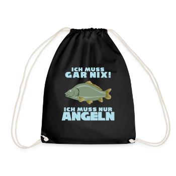 Angeln Fischer Fischen Angel Angler - Turnbeutel - Schwarz - Vorne