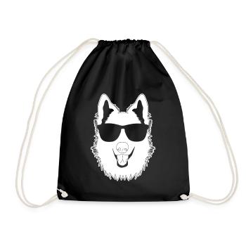 Shepherd Dogs Funny White Shepherd Dog - Drawstring Bag - black - Front