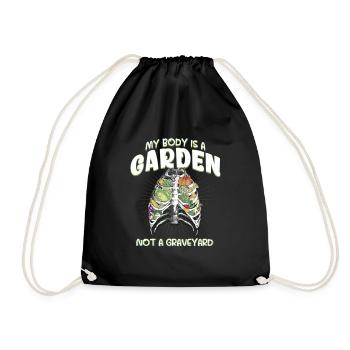 My body is a garden, not a vegan cemetery - Drawstring Bag - black - Front