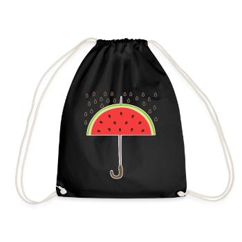 Watermelon Umbrella Melon Seeds - Drawstring Bag - black - Front