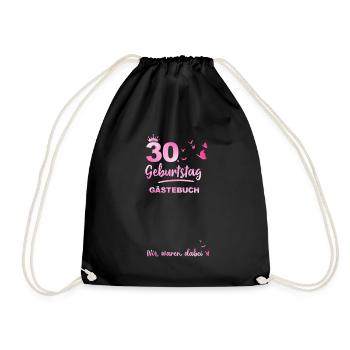 30. Geburtstag Gästebuch - Turnbeutel - Schwarz - Vorne