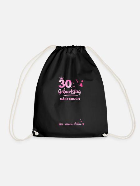 30. Geburtstag Gästebuch - Turnbeutel - Schwarz