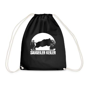 Keiler Geiler Wildsau Jagt Jägerin Jäger - Turnbeutel - Schwarz - Vorne