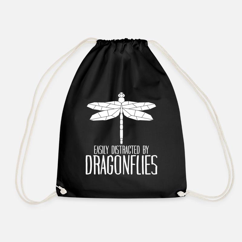 Dragonfly Dragonflies Insects Dragonflies - Drawstring Bag - black