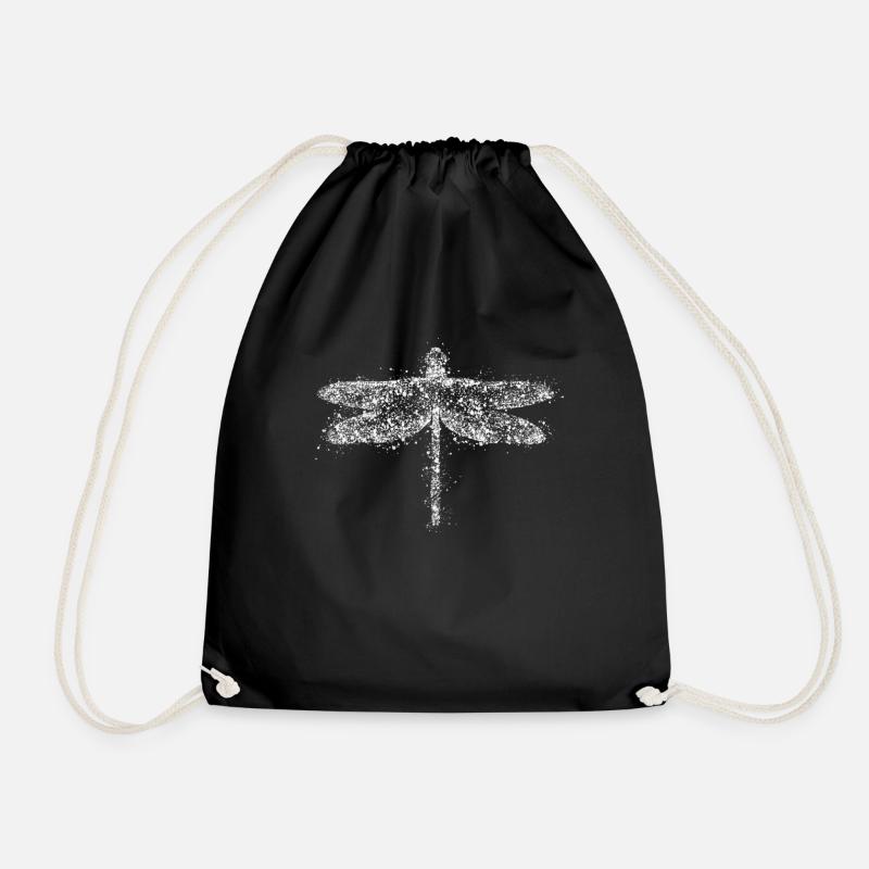 Dragonfly insects drops insect dragonflies - Drawstring Bag - black