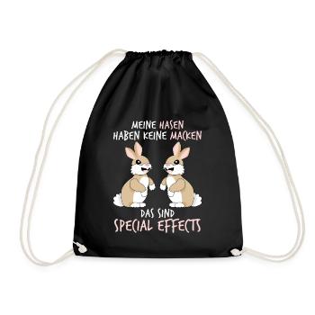 Hasen Hase Kaninchen - Turnbeutel - Schwarz - Vorne
