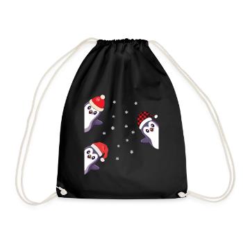 Cadeau de pyjama de Noël Pingouin - Sac de sport léger - noir - Devant