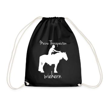Irish Tinker Pferde Therapie Reiten - Turnbeutel - Schwarz - Vorne
