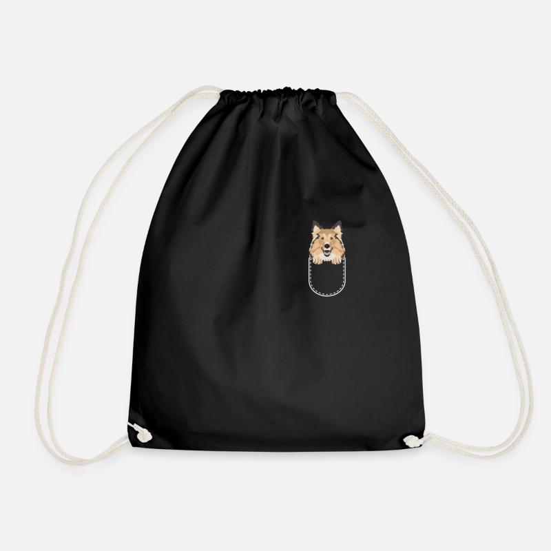 Shetland Sheepdog in der Brusttasche - Turnbeutel - Schwarz