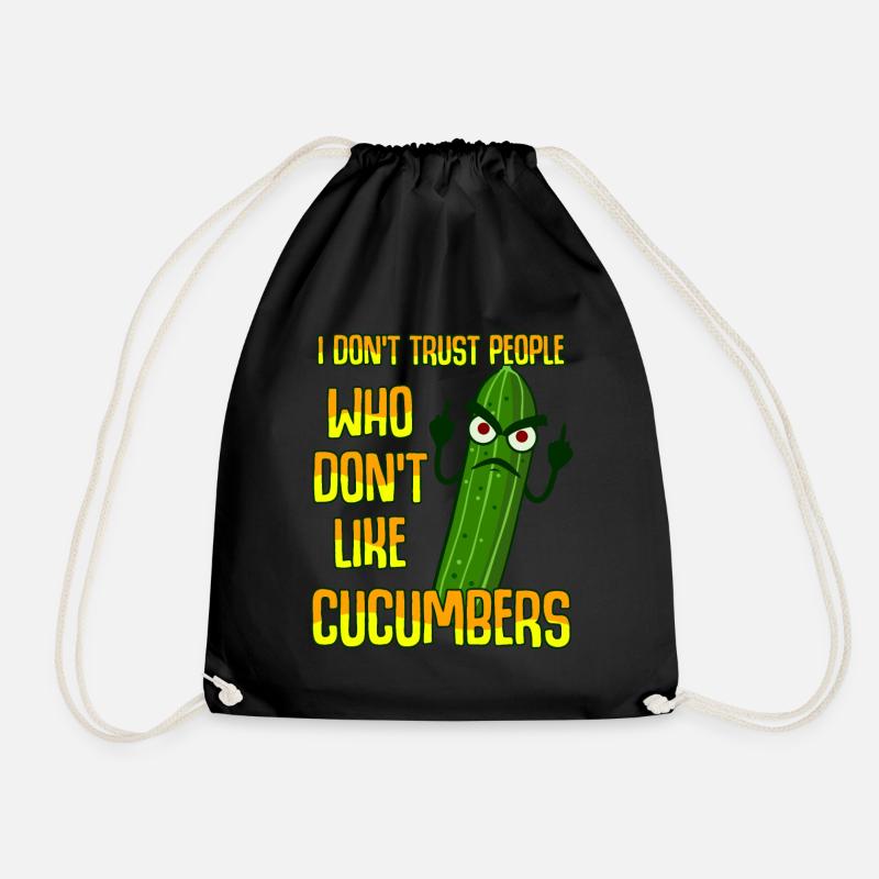 Cucumber Gardener Garden Vegetable Cucumbers - Drawstring Bag - black