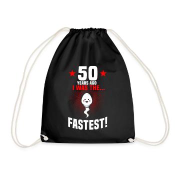 50. Geburtstag 50 Jahre Spruch Lustig - Turnbeutel - Schwarz - Vorne