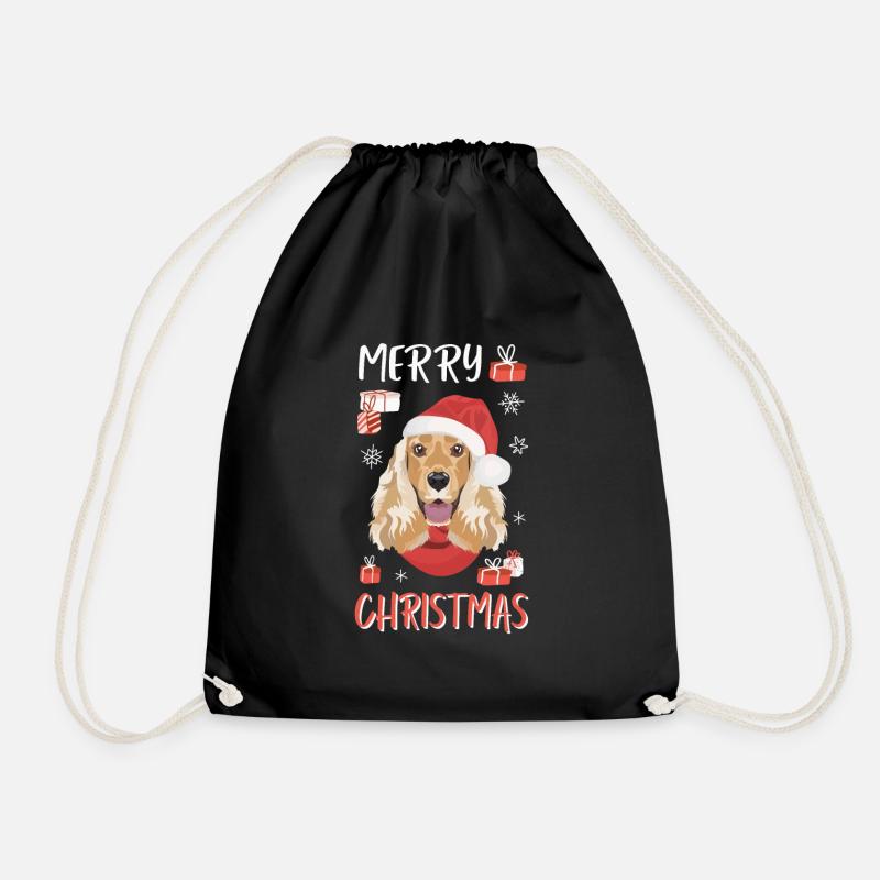 Deutsch Cocker Spaniel Christmas - Drawstring Bag - black