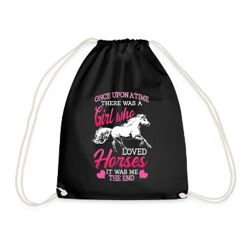 Horse, horses, girls and horses - Drawstring Bag - black - Front