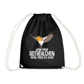 Rotkehlchen Vogel - Turnbeutel - Schwarz - Vorne
