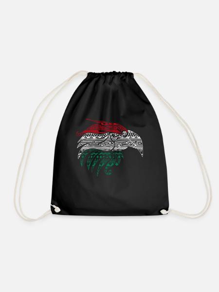Mexican Eagle Aztec style, - Drawstring Bag - black