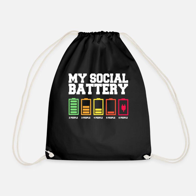 My social battery is low - Drawstring Bag - black