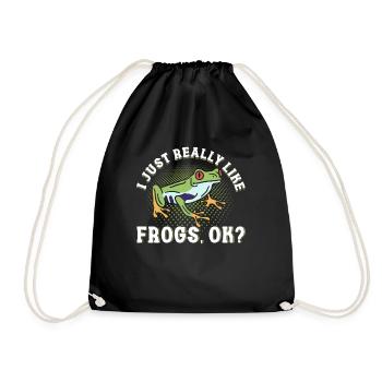 Frosch Geschenk, Amphibien, Süßer Frosch - Turnbeutel - Schwarz - Vorne
